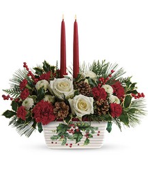 Teleflora's Halls Of Holly Centerpiece from Victor Mathis Florist in Louisville, KY